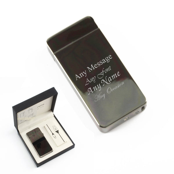 Engraved Electric Arc Lighter, Black, Any Message, Gift Boxed