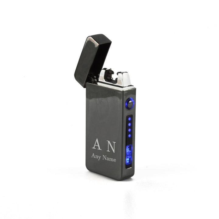 Engraved Electric Arc Lighter, Black, Initials, Gift Boxed