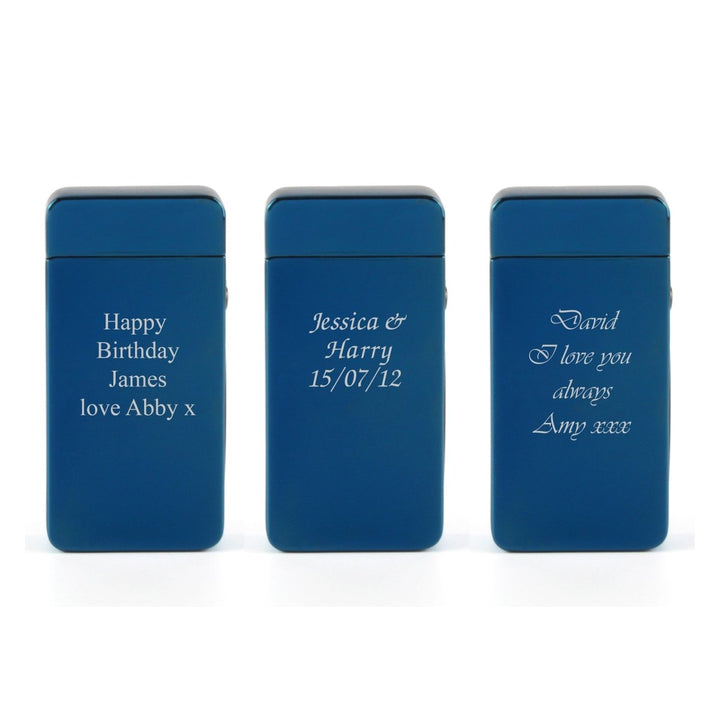 Engraved Electric Arc Lighter, Blue, Any Message, Gift Boxed