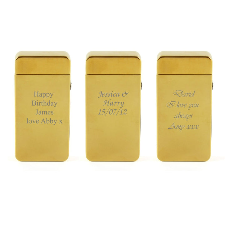 Engraved Electric Arc Lighter, Gold, Any Message, Gift Boxed