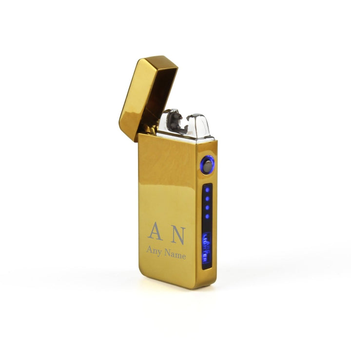 Engraved Electric Arc Lighter, Gold, Initials, Gift Boxed