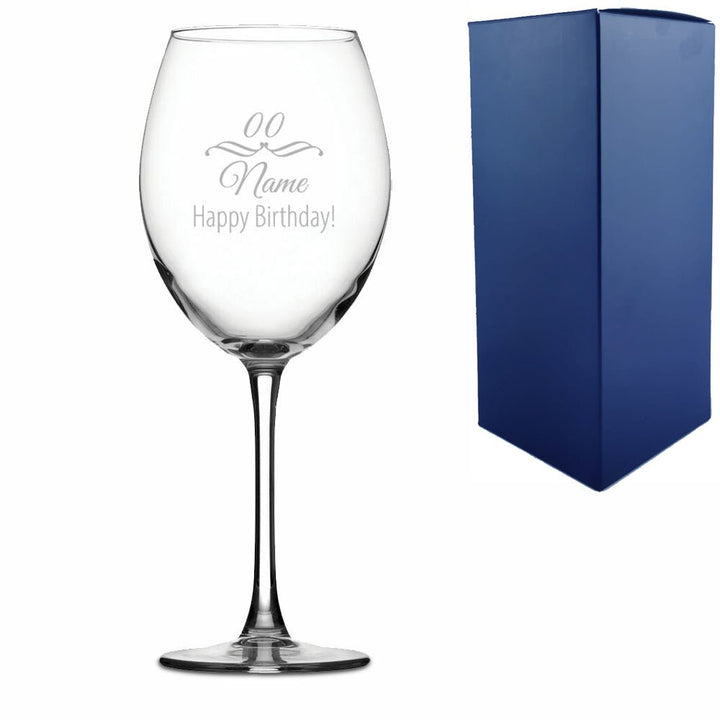 Engraved Enoteca Wine Glass with Flourish Birthday Design