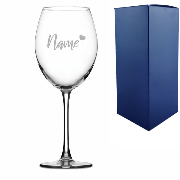 Engraved Enoteca Wine Glass with Name and Heart Design