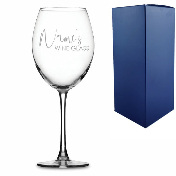 Engraved Enoteca Wine Glass with Scripted Name's Wine Glass Design