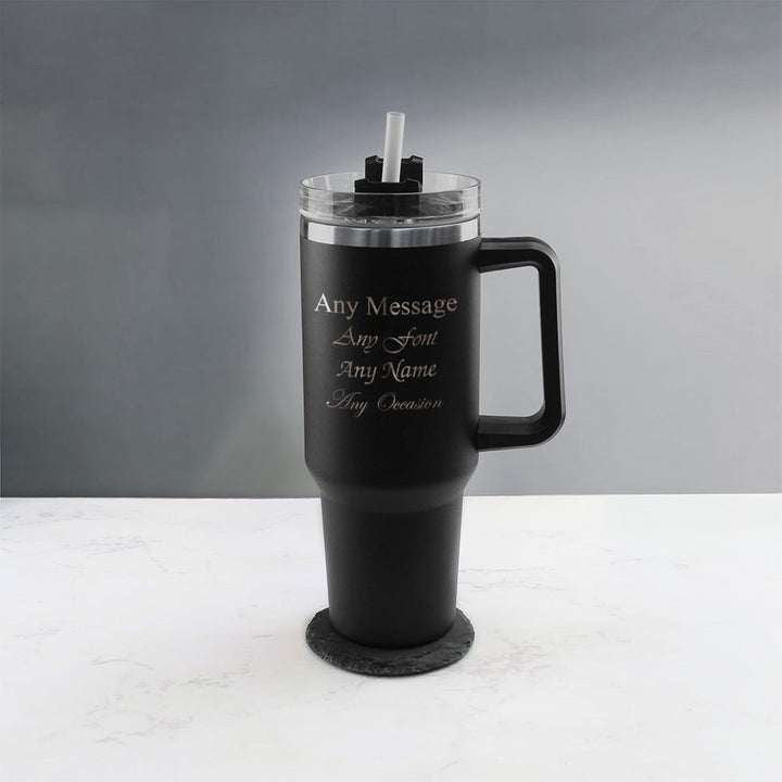 Engraved Extra Large Black Travel Cup 40oz/1135ml, Any Message