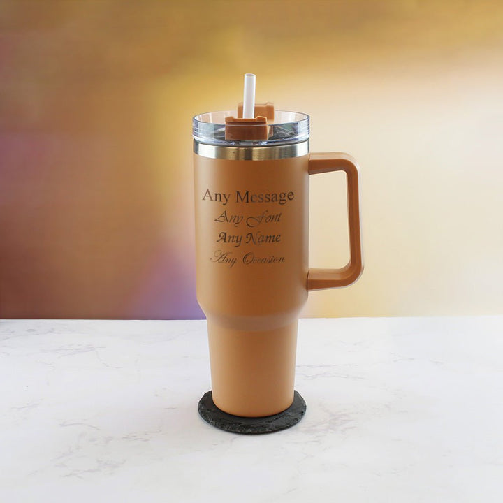 Engraved Extra Large Brown Travel Cup 40oz/1135ml, Any Message