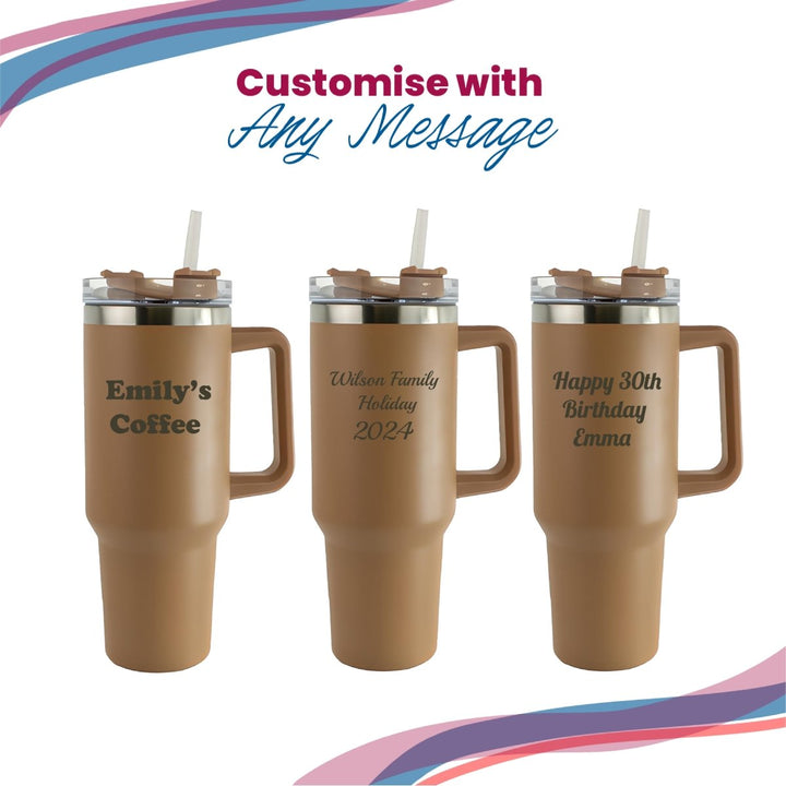 Engraved Extra Large Brown Travel Cup 40oz/1135ml, Any Message