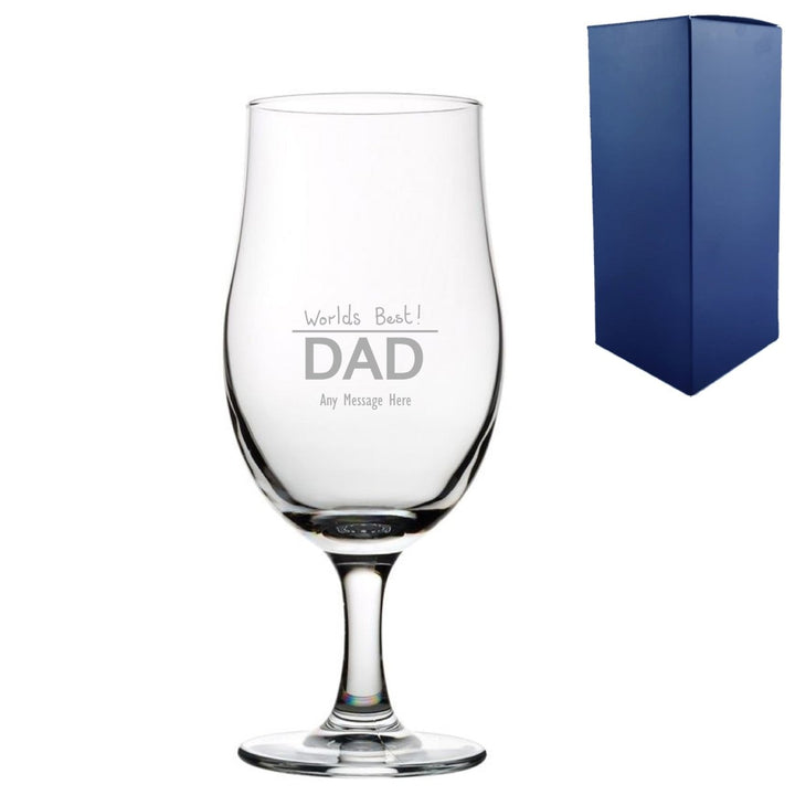 Engraved Fathers Day Draft Stemmed Beer Glass, Gift Boxed
