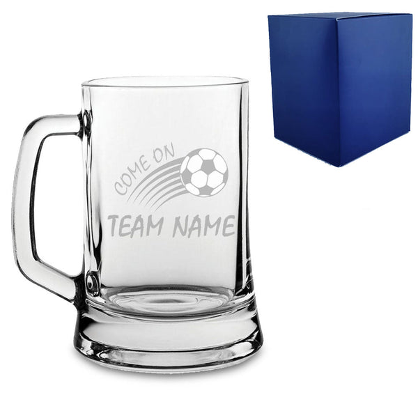 Engraved Football Tankard with Come On Curved Football Design