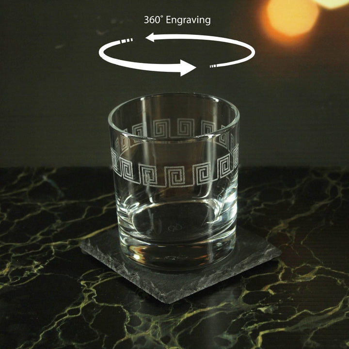 Engraved Geometric Swirls Pattern Set of 4 Whiskey 11.5oz Glasses