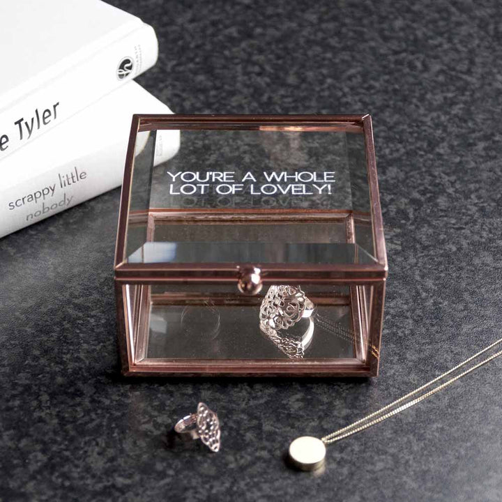 Personalised Rose Gold Glass Trinket Box
