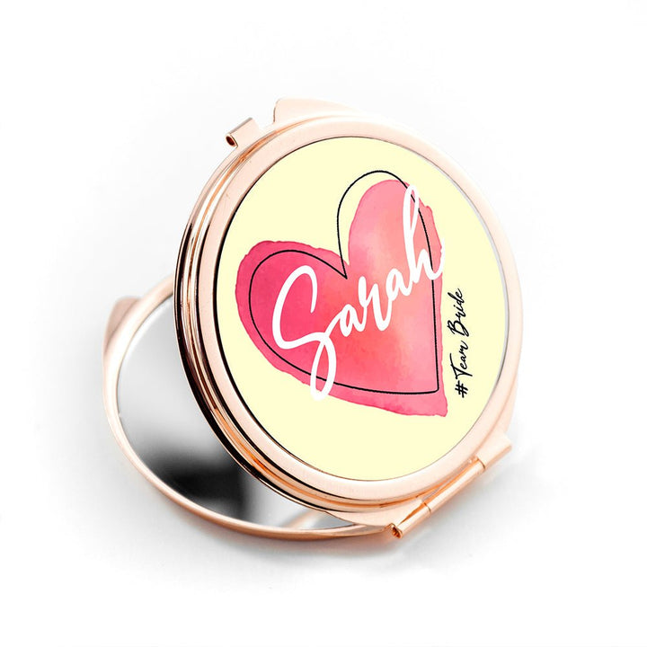 Personalised Rose Gold #Heart Compact Mirror