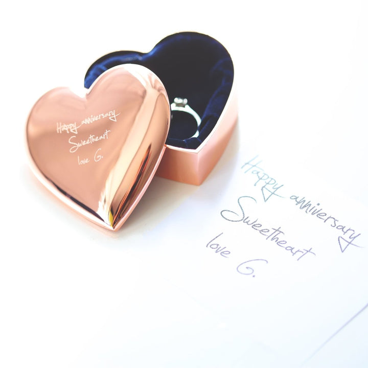 Personalised Rose Gold Heart Keepsake With Own Handwriting