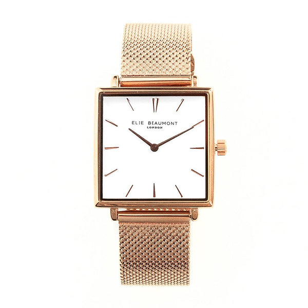 Personalised Rose Gold Metallic Square Watch