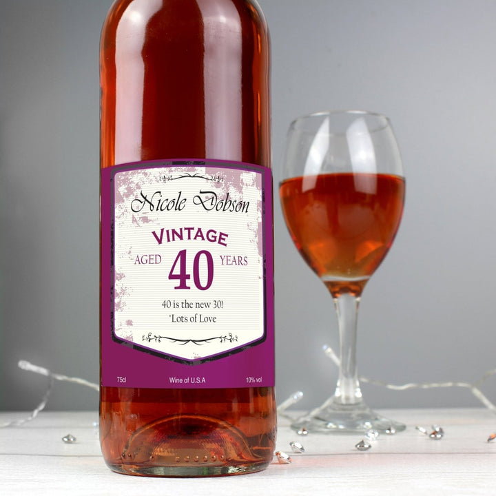 Personalised Rose Wine Vintage Age Label