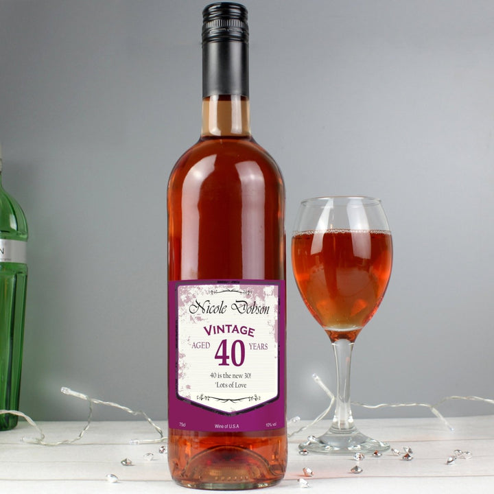 Personalised Rose Wine Vintage Age Label