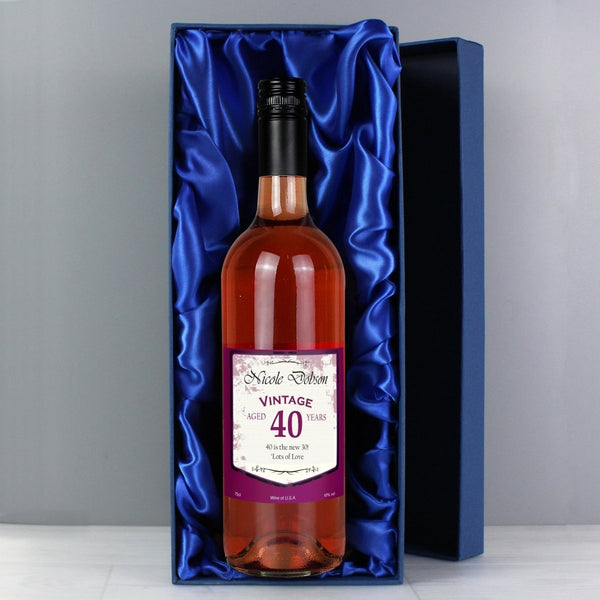 Personalised Rose Wine Vintage Age Label With Gift Box