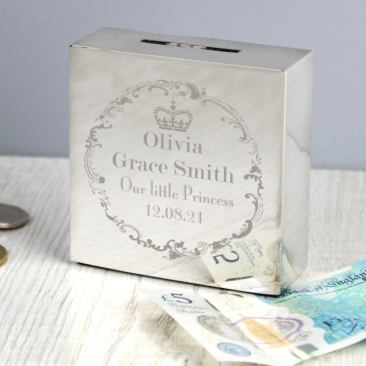 Personalised Royal Crown Square Money Box