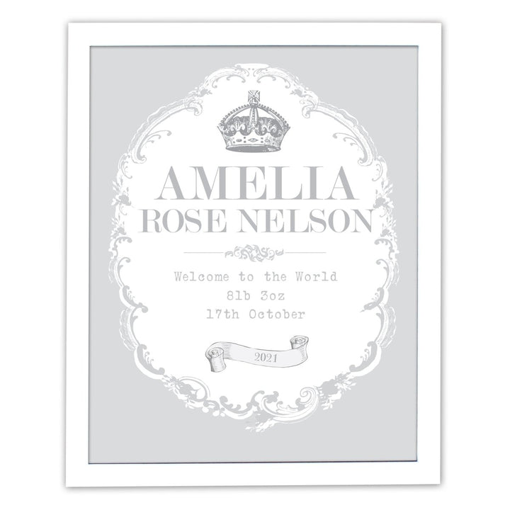 Personalised Royal Crown White Framed Print