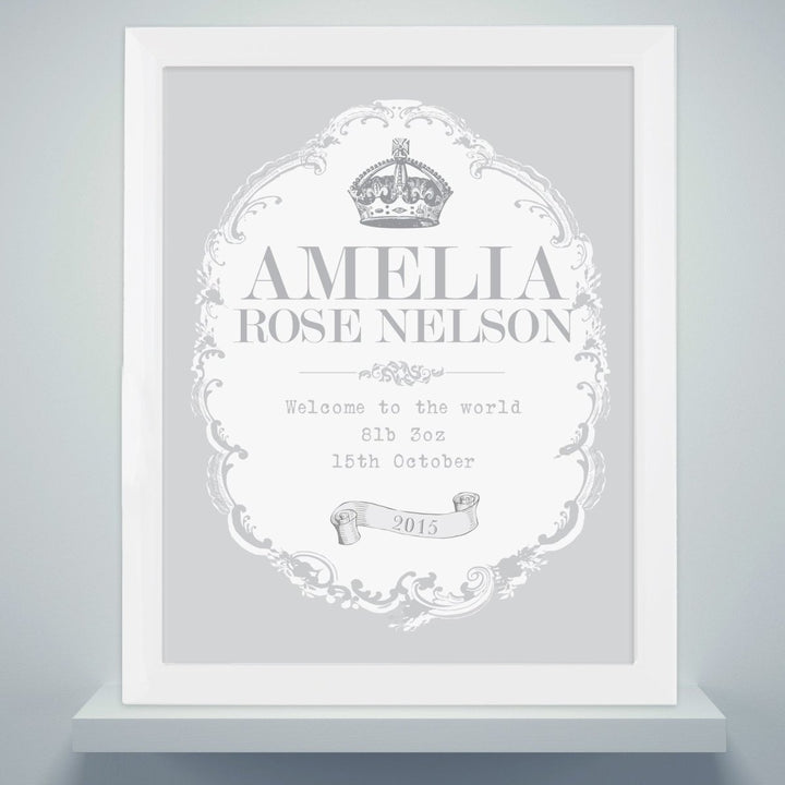 Personalised Royal Crown White Framed Print