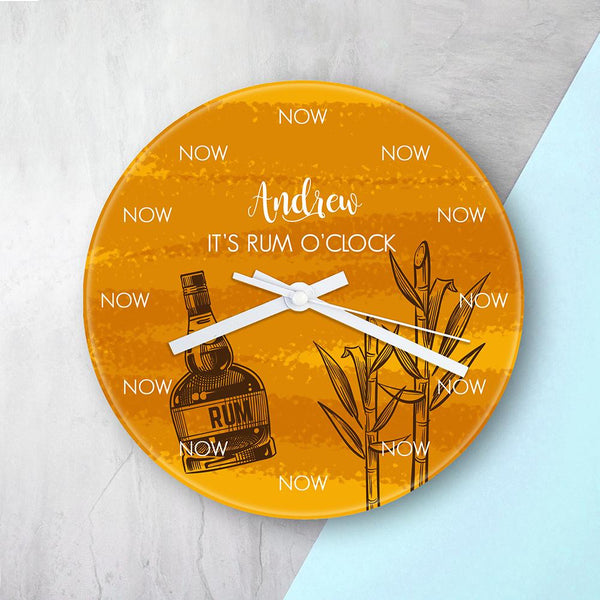 Personalised Rum O'Clock Glass Clock