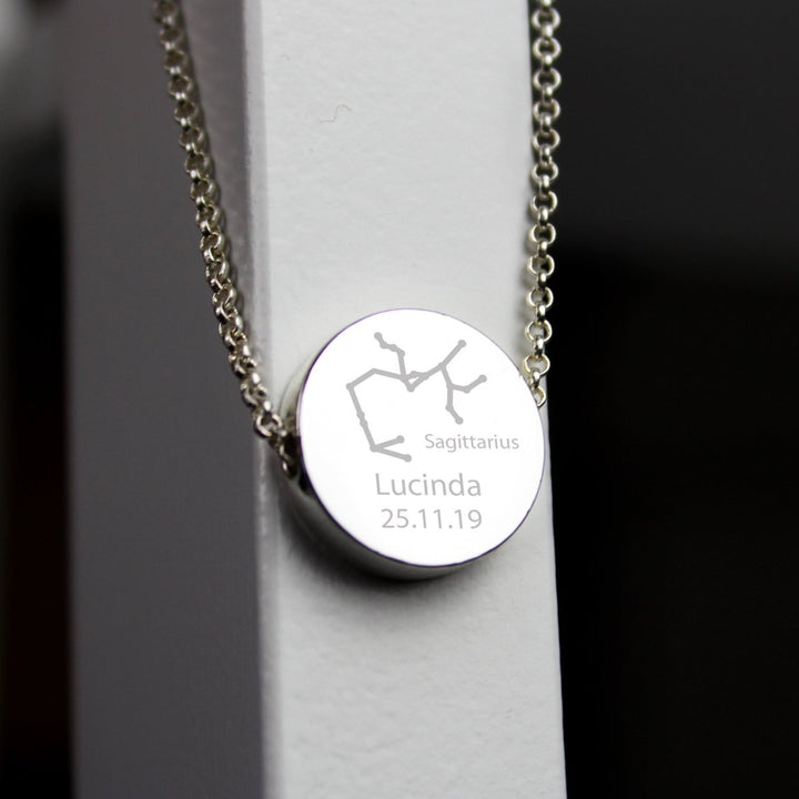 Personalised Sagittarius Zodiac Star Sign Silver Tone Necklace (November 22nd - December 21st)