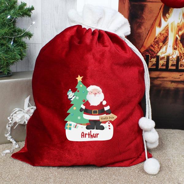 Personalised Santa Luxury Pom Pom Red Children's Christmas Sack
