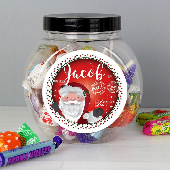Personalised Santa 'Nice list' Sweet Jar