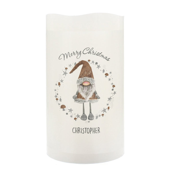 Personalised Scandinavian Christmas Gnome LED Candle