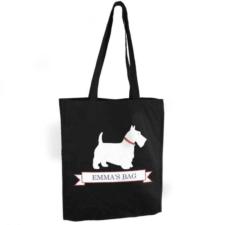 Personalised Scottie Dog Black Cotton Bag