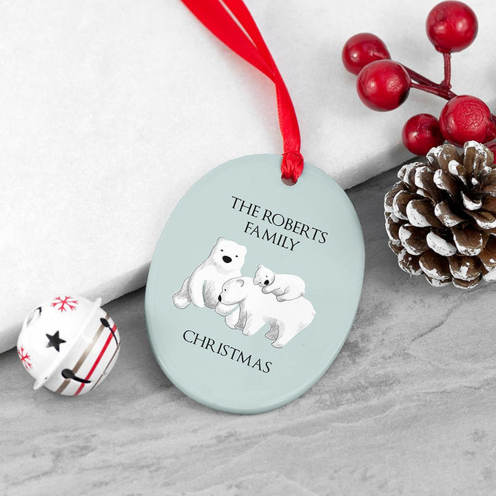 Personalised Sentimental Polar Bear Oval Ornament