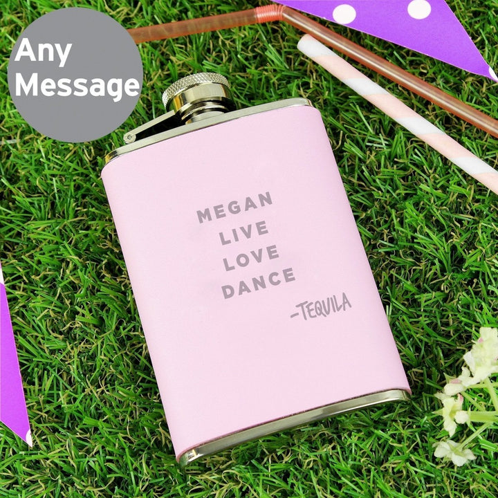 Personalised Signature Pink Hip Flask
