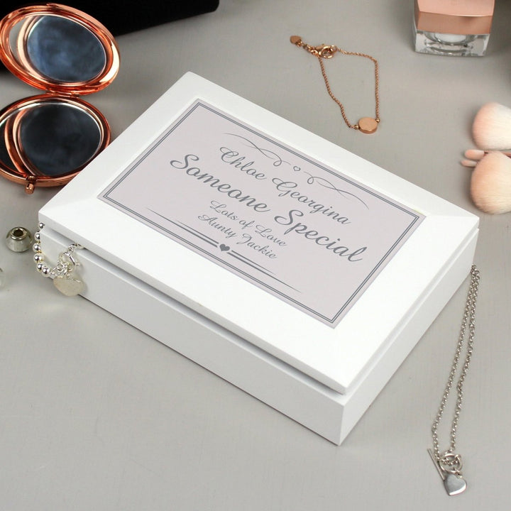 Personalised Silver Elegant Wooden Jewellery Box