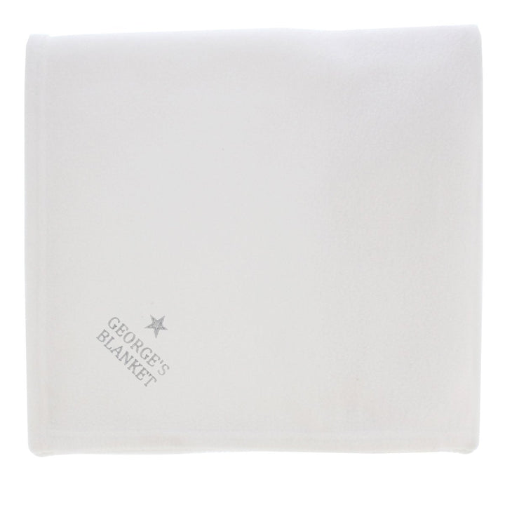 Personalised Silver Star White Baby Blanket