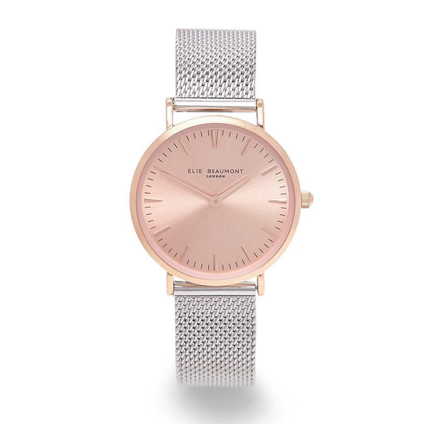 Personalised Small Elie Beaumont Rose Silver Watch