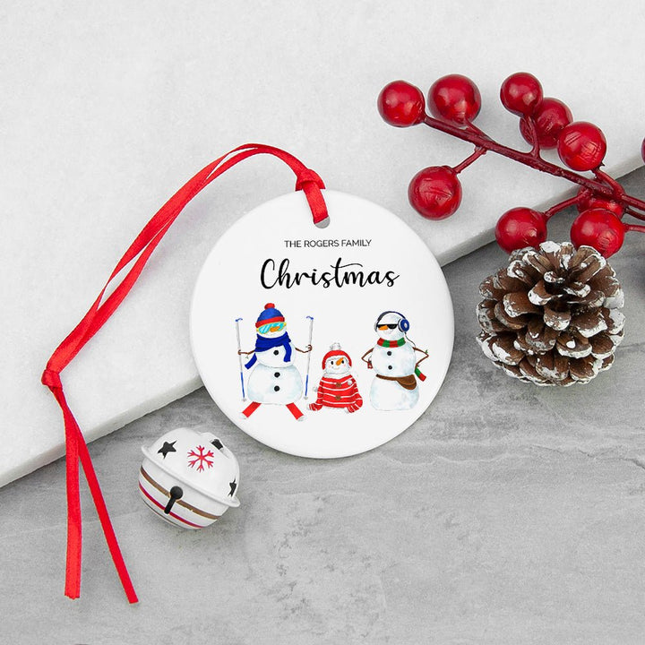 Personalised Snowman Family Christmas Ornament